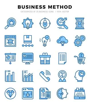 Collection of Business Method 25 Two Color Icons Pack. 스톡 일러스트