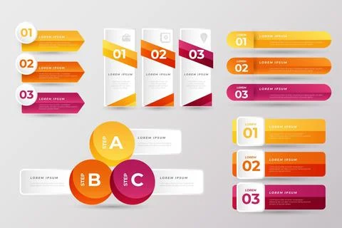 Collection of business presentation elements 库存插图