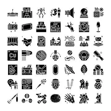 Collection of business, science, and technology icons Stock Illustration