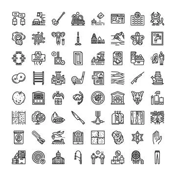 Collection of business, science, technology, communication line icons Stock Illustration