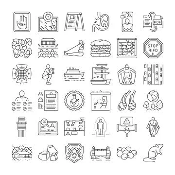 Collection of business, service, web vector outline icons Stock Illustration
