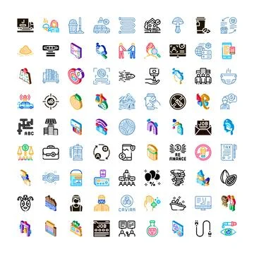 Collection of business services and technology icons Stock Illustration
