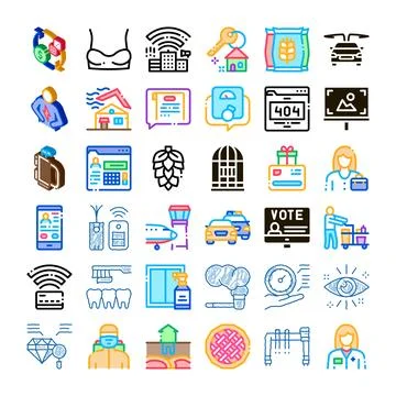 Collection of business, services, and technology icons イラスト素材