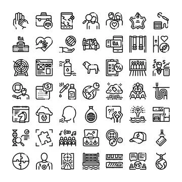 Collection of business strategy development line icons Stock Illustration