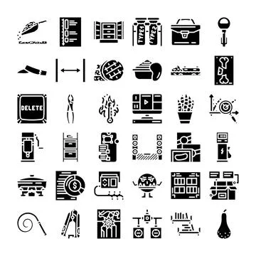 Collection of business technology and data analysis icons 스톡 일러스트