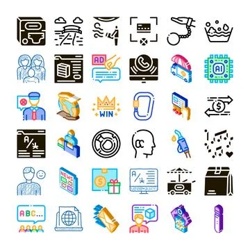 Collection of business technology and global concepts icons イラスト素材
