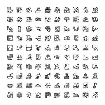 Collection of business technology and global e commerce icons 스톡 일러스트