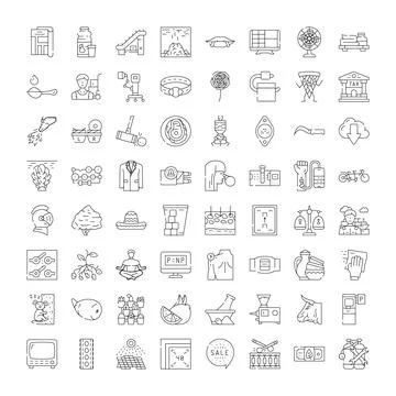Collection of business technology and medical line icons Stock Illustration