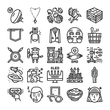 Collection of business, technology and science line icons Stock Illustration