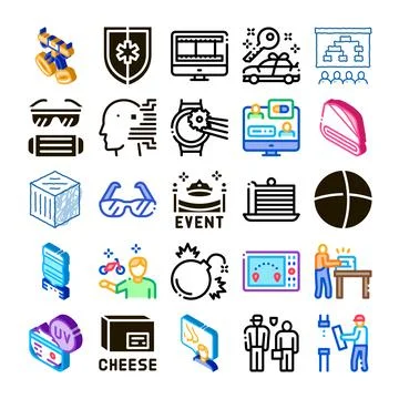 Collection of business technology and security icons イラスト素材