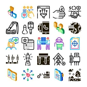 Collection of business, technology and services icon patterns Stock Illustration