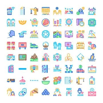 Collection of business, technology and web icons Ilustração Stock