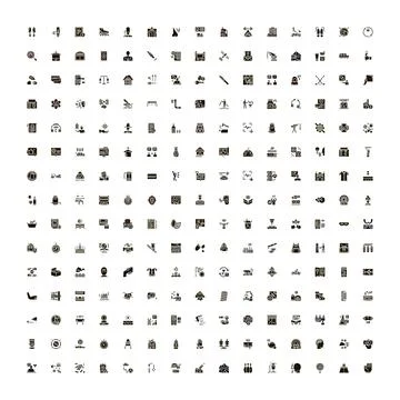 Collection of business technology and web design icons Stock Illustration