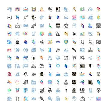 Collection of business, technology and web icons in isometric style Stock Illustration