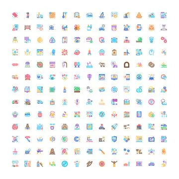 Collection of business, technology and web icons Stock Illustration