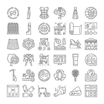 Collection of business, technology, web, and daily life line icons 스톡 일러스트