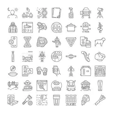 Collection of business technology web outline icons Stock Illustration