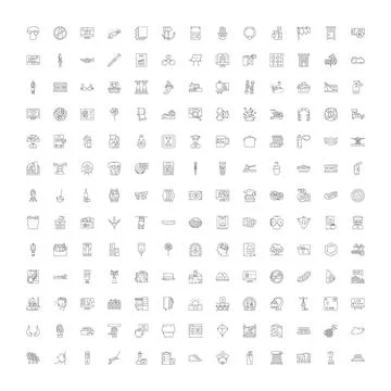 Collection of business, web, and technology line icons 库存插图