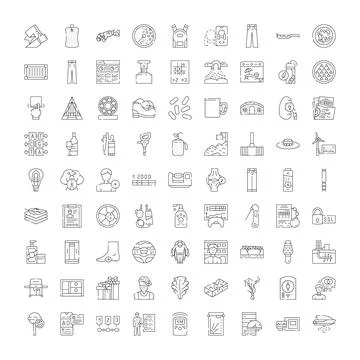 Collection of business, web, and technology line icons Illustrazione stock