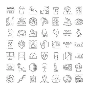 Collection of business web and user interface line icons イラスト素材
