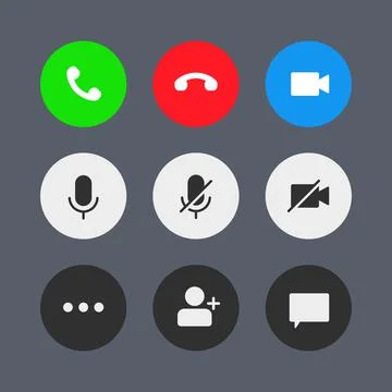 A collection of buttons for the video call user interface. 스톡 일러스트