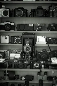 Collection of cameras Stock Photos