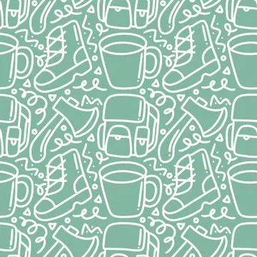Collection of camp stuff pattern Stock Illustration