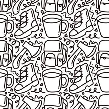 Collection of camp stuff pattern Stock Illustration