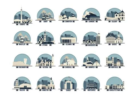 Collection Of Canada Province Landmarks Stock-Illustration