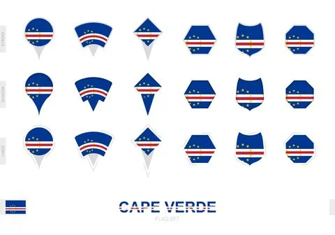 Collection of the Cape Verde flag in different shapes and with three differ.. Stock Illustration
