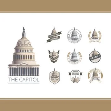 Collection of capitol building labels Ilustración de archivo