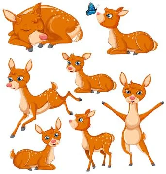 Collection of Cartoon Deer Characters Stock Illustration