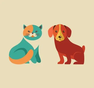 Collection of cat and dog vector icons and illustrations Stock Illustration