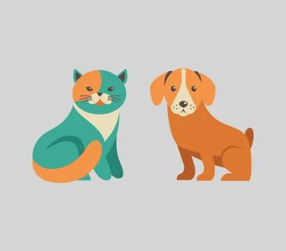 Collection of cat and dog vector icons and illustrations Stock Illustration