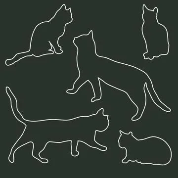 A collection of cats (contour) Stock Illustration