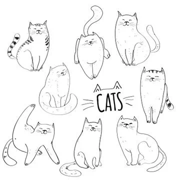 Collection of cats Stock Illustration
