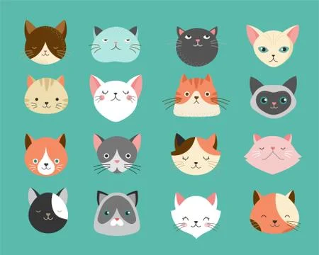 Collection of cats illustrations Stock Illustration