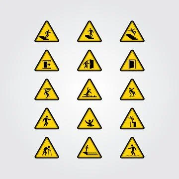 Collection caution and warning sign graphic design vector illustration Stock Illustration