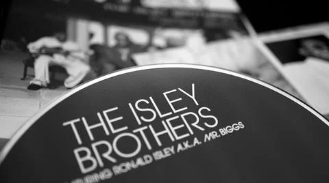 Collection of cd covers and artwork by the R&amp;B e Soul group The Isley Brother Stock Photos