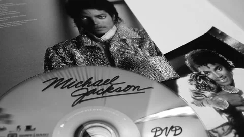 Collection of CD covers and insert by MICHAEL JACKSON Stock Footage 247462209
