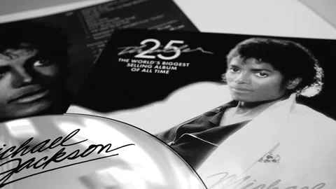 Collection of CD covers and insert by MICHAEL JACKSON Stock Footage 247462493