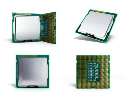 Collection Central Computer Processors CPU High resolution 3d illustration Stock Illustration