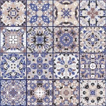 Collection of ceramic tiles Stock Illustration