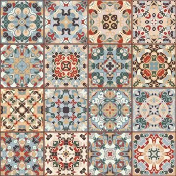 Collection of ceramic tiles Stock Illustration
