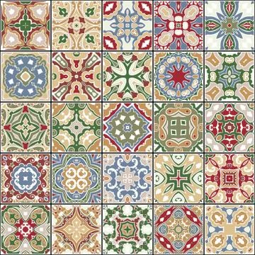 Collection of ceramic tiles Stock Illustration
