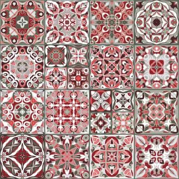 Collection of ceramic tiles Stock Illustration