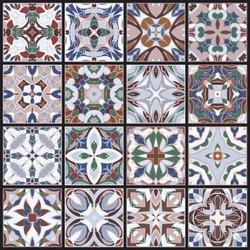A collection of ceramic tiles. Stock-Illustration
