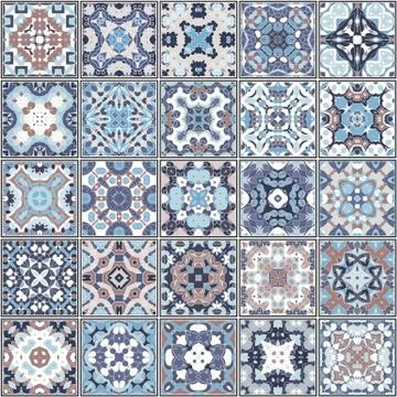 Collection of ceramic tiles Stock Illustration