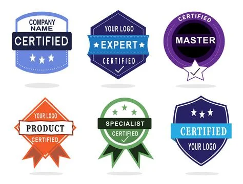 Collection of certification badges Stock Illustration