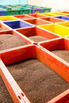 Collection of Ceylon teas in boxes, closeup view Stock Photos